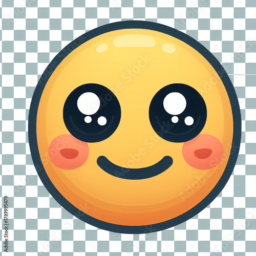 Joyful Expression: A charming emoji radiating pure happiness, with its radiant smile and innocent eyes, expresses warmth and positivity. 
