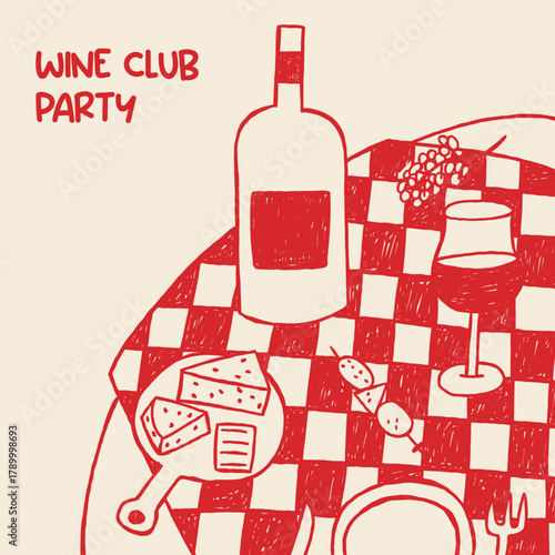 hand drawn picnic aesthetic illustration