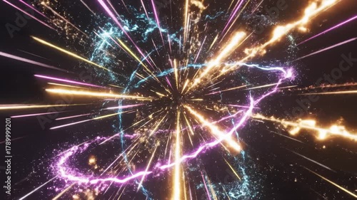 Traveling Through Glowing Energy Stream, Abstract Background