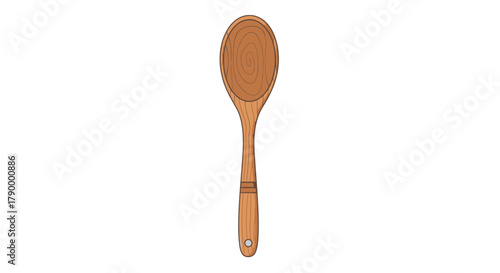 Wooden cooking spoon illustration, kitchen utensil for food preparation