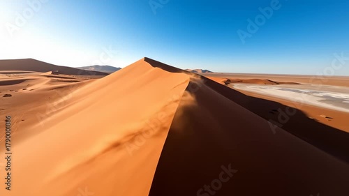Aerial View of Sand Dunes and Dried Lakebed in Namib Desert, Namibia