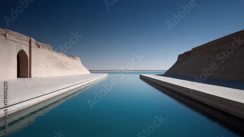 Tang Dynasty Ruins Water Reflection Architectural Landscape