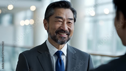 Mature Businessman Smiling During Business Conversation, Indoor Meeting