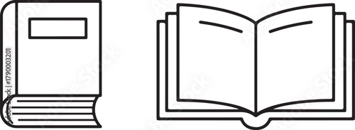 Minimalist Line Art of Books for Education and Reading