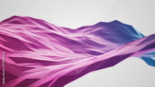 Abstract Low Poly Surface Waves in Pink and Blue Gradient Colors
