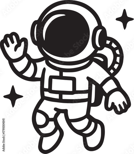 A cartoon astronaut floating in the darkness of space, with stars as companions, embodying the spirit of exploration and adventure.