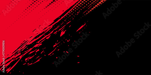 Black and red abstract grunge background with halftone style.