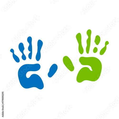 Paint trace from right and left hand flat vector color paints
