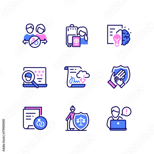 Legal services - set of line design style icons
