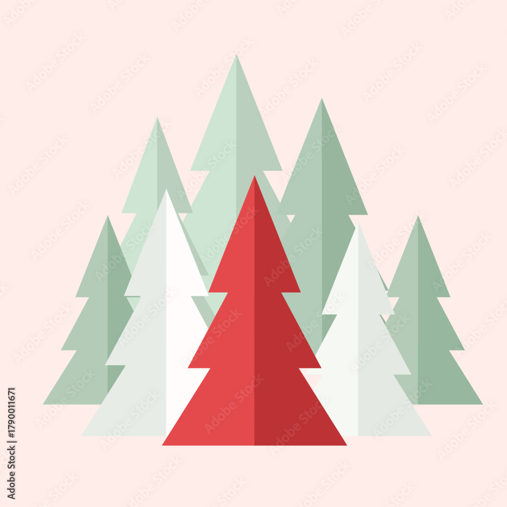 Obraz premium Cheery Holiday Trees in Candy Cane Colors – Festive Christmas Vector Illustration