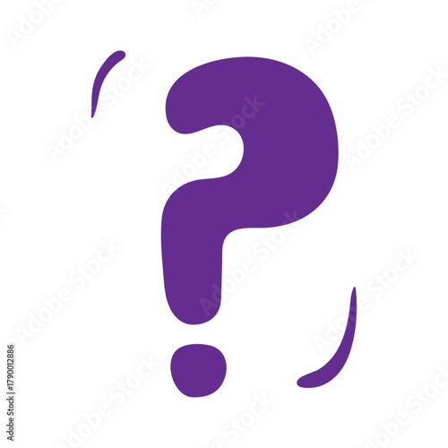 Question mark doodle hand drawn punctuation doubt sign flat element. Warning attention hesitation sign. Query FAQ concept, finding answer. Isolated. Vector illustration