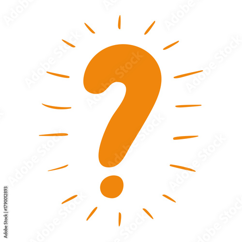 Question mark doodle hand drawn punctuation doubt sign flat element. Warning attention hesitation sign. Query FAQ concept, finding answer. Isolated. Vector illustration