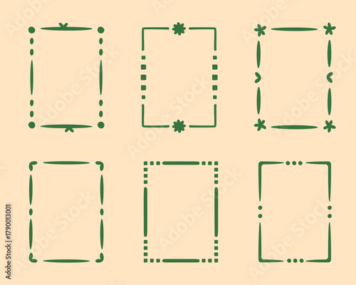 Rectangular doodle frame stamp set, hand-drawn original creative engagement monograms. Edgings cadres with graphic elements, design photo decoration greeting elements. Isolated. Vector