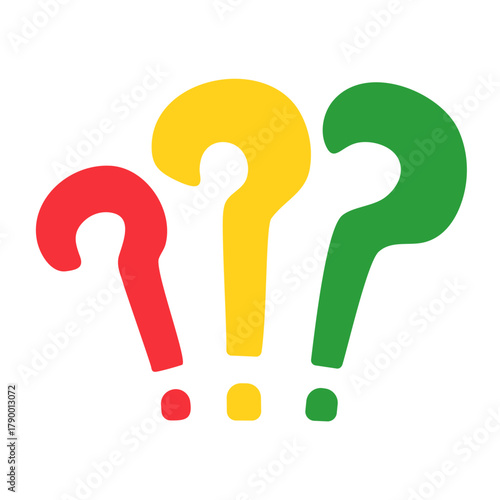 Question mark doodle hand drawn punctuation doubt sign flat element. Warning attention hesitation sign. Query FAQ concept, finding answer. Isolated. Vector illustration