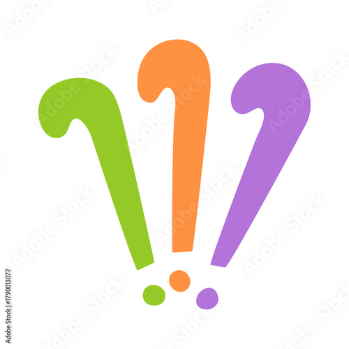 Question mark doodle hand drawn punctuation doubt sign flat element. Warning attention hesitation sign. Query FAQ concept, finding answer. Isolated. Vector illustration