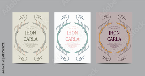 Floral Sketch Minimalist Invitation Template Vector