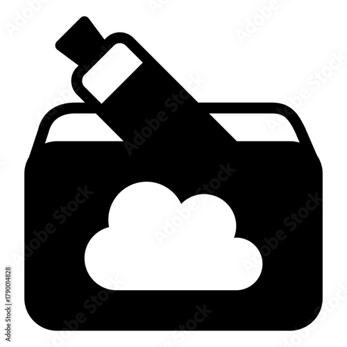 Box of vape device solid icon, vaping concept. Vector graphics. Vaping device product, box sign on white background, style icon mobile or web design.
