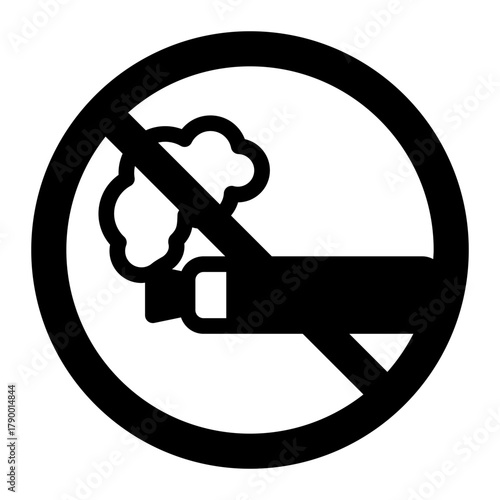 Vaping device ban solid icon, dangers of smoking concept. Vector graphics. Prohibited item sign on white background, style icon mobile or web design.