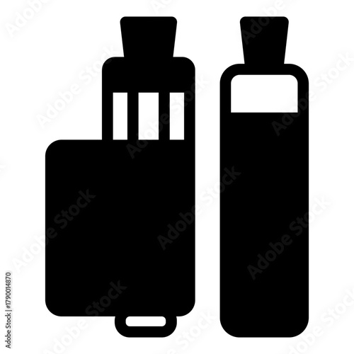 Vape devices solid icon, vaping concept. Vector graphics. Pen and regular vape sign on white background, style icon mobile or web design.