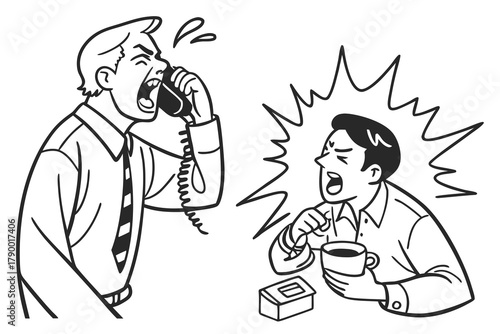 Angry colleagues yelling in stressful situation, business conflict, office disagreement