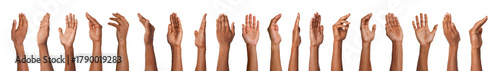 Foto Man showing hand on white background, set. Different sides