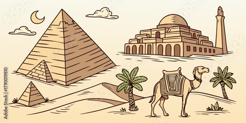 Explore the Mysteries of Ancient Egypt with Pyramids, Camels, and Desert Oasis for Travel Adventures, Cultural Discovery, and Historical Exploration