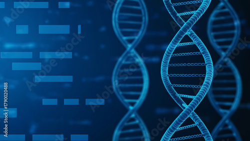 Explore the intricacies of DNA with this stunning blue helix science technology and medical research projects