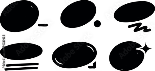Black speech bubbles vector set for design communication and dialogue illustration elements