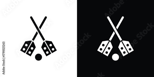 Broom-ball icon design concepts. Clipart design set
