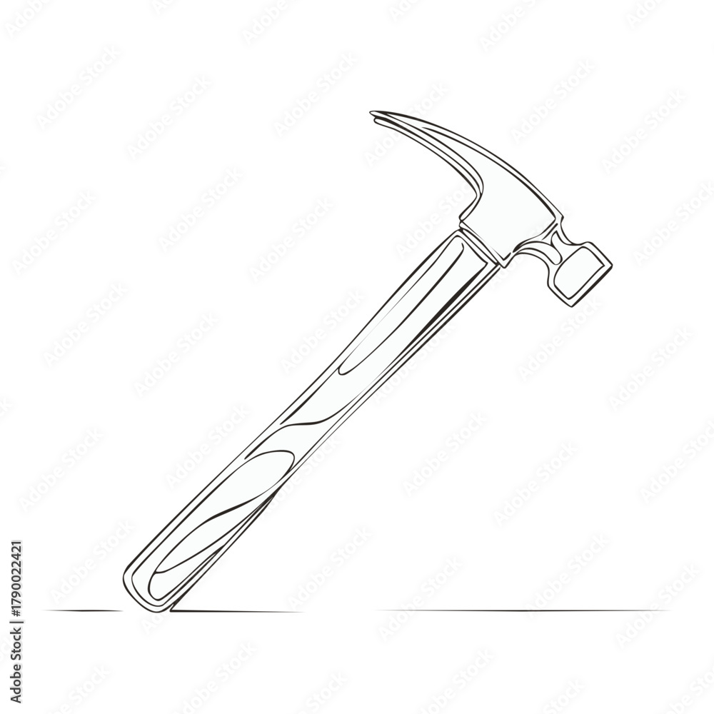 Obraz premium Classic Claw Hammer Tool Line Art Illustration for Construction and DIY Projects