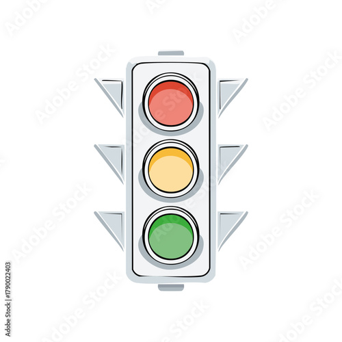 Cartoon style traffic light showing red yellow and green colors for street regulation and safety
