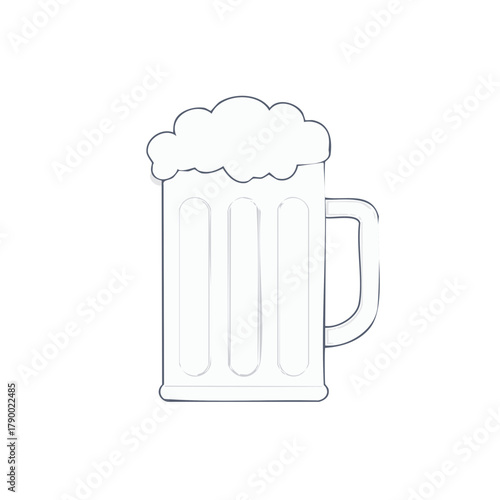 Vector line drawing of a traditional beer stein with frothy foam on top