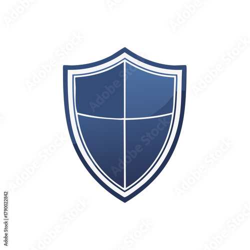 Blue shield emblem with white outline and internal cross lines