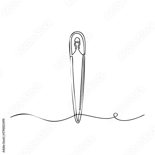 Minimalist Needle and Thread Design: Sewing Crafting One Line Drawing