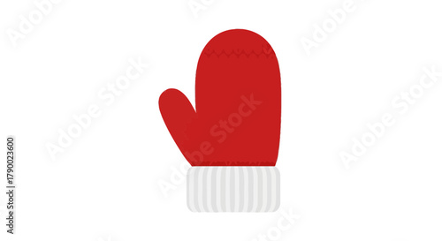 A bright red oven mitt with a white textured grip on the palm isolated against a clean white background for cooking safety