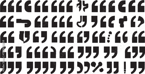 Assortment of Black Quotation Mark and Punctuation Symbols quote speech bubble