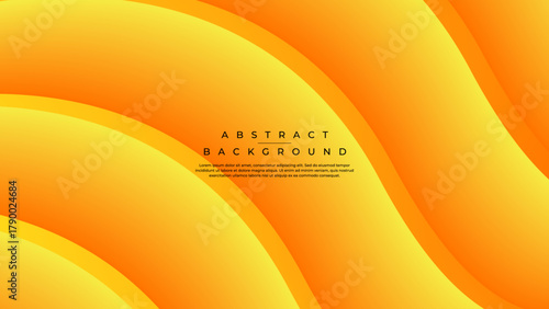 Bright Orange Yellow Abstract Background with Layered 3D Wavy Stripes