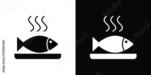 Cooked fish icon design concepts. Clipart design set