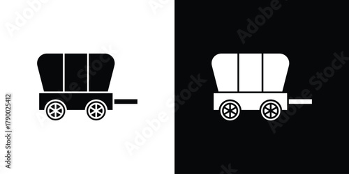 Covered wagon icon design concepts. Clipart design set