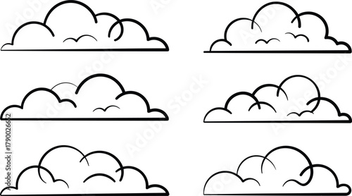 Stylized cloud outlines in a grid weather atmosphere