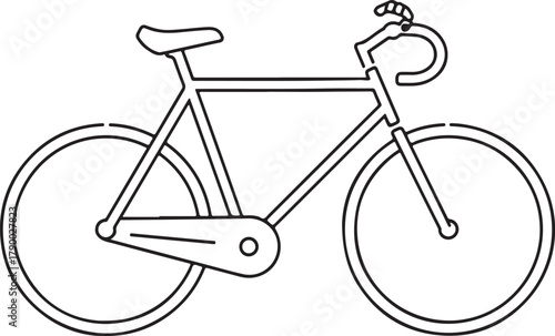 Simple Line Art Bicycle Icon with Thin Black Outline on White Background bike transportation