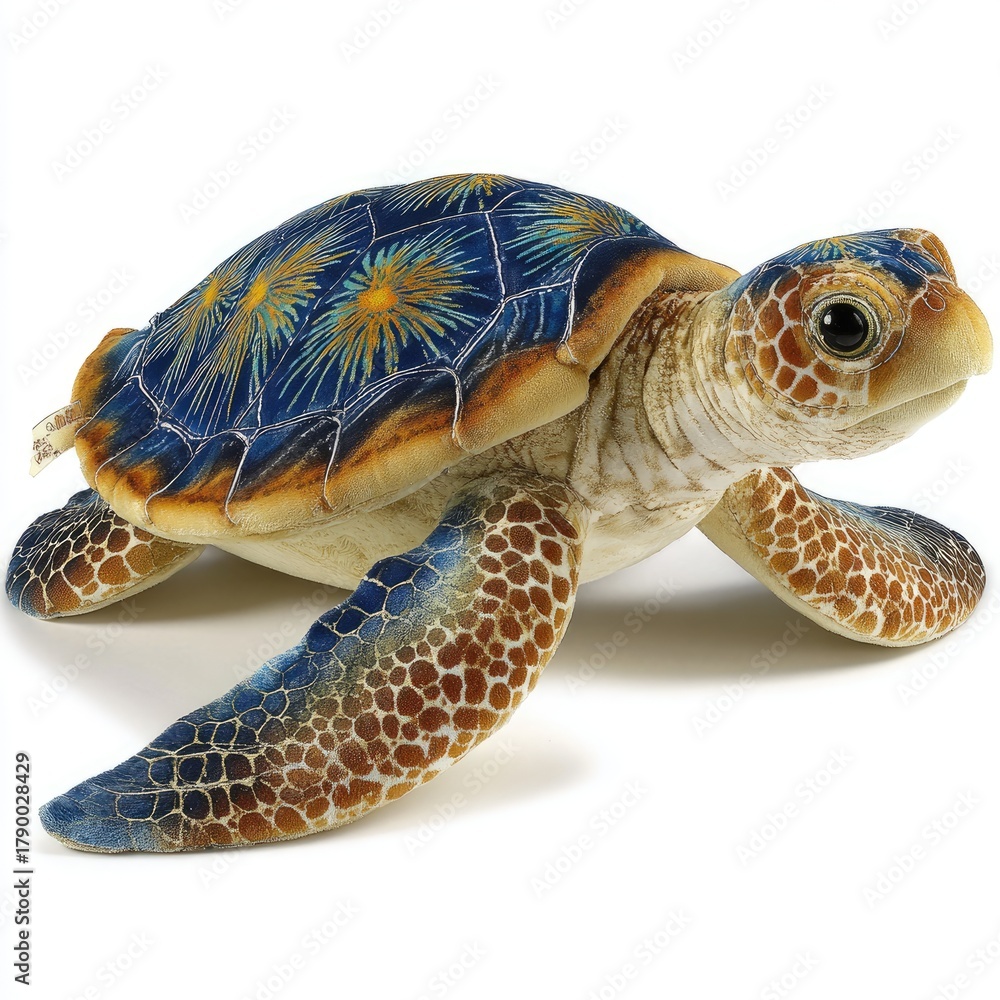 Fototapeta premium A plush sea turtle toy with a detailed shell design.