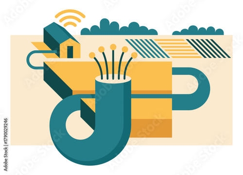 Rural Broadband - Fiber Optic Cabling Illustration