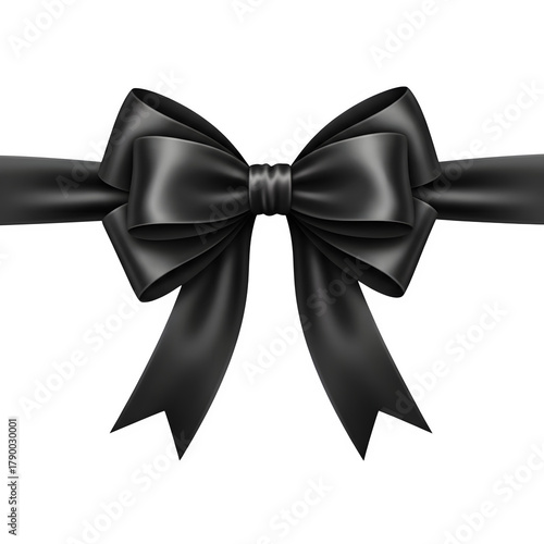 Elegant Black Satin Bow on a transparent Background