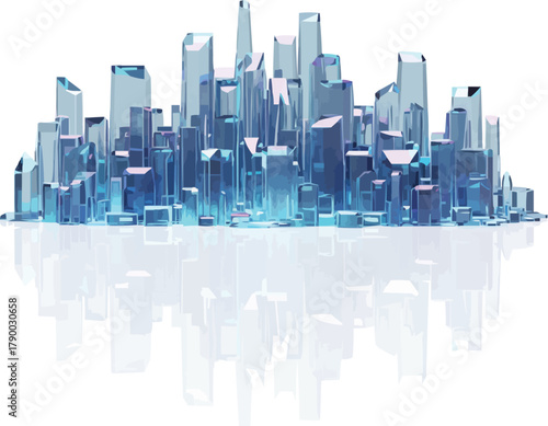 Futuristic city skyline with crystal buildings