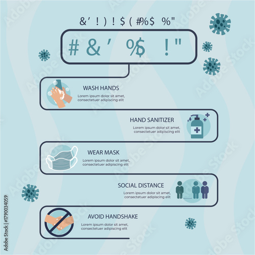 Hand Washing and Social Distancing Infographic