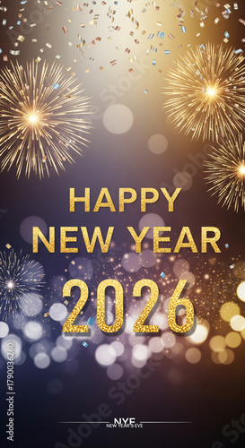 Wallpaper Mural Happy New Year 2026 – Festive New Year’s Day Social Media Post Design Torontodigital.ca
