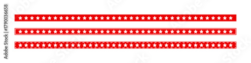 Red decorative stars ribbon strips border tape vector set in various styles for creative design use