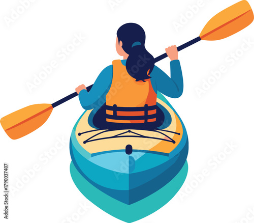Woman Kayaking Vector