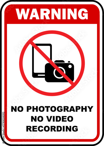 no photography no video recording prohibited forbidden area sign symbol set template design